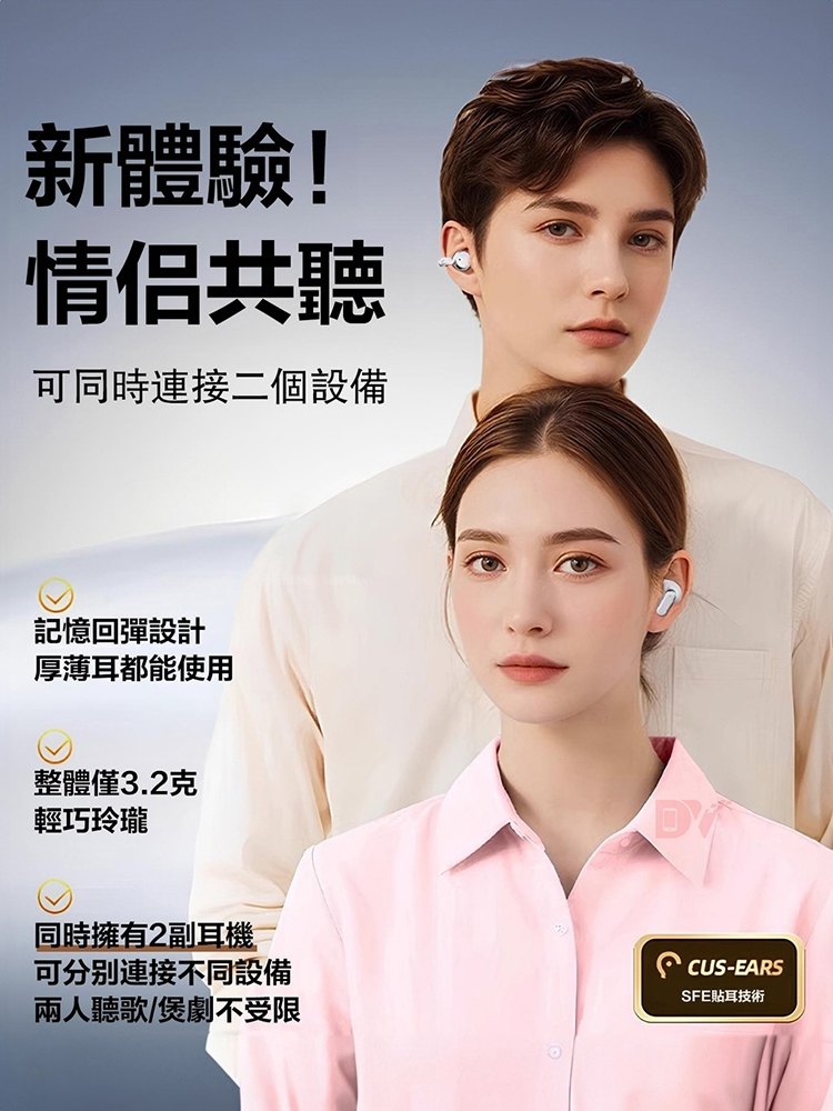 二合一無線藍芽耳機佩戴角度示意