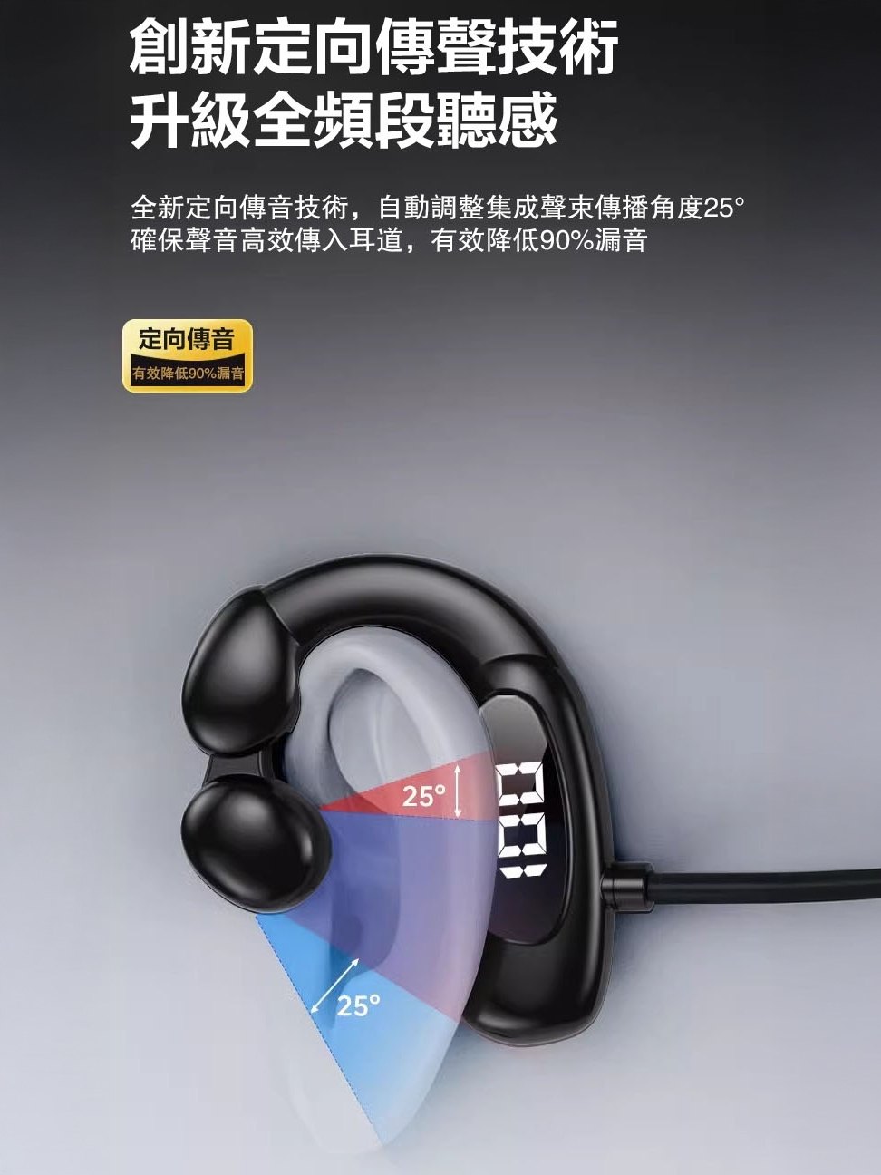 無線掛耳式耳機與手機配對畫面