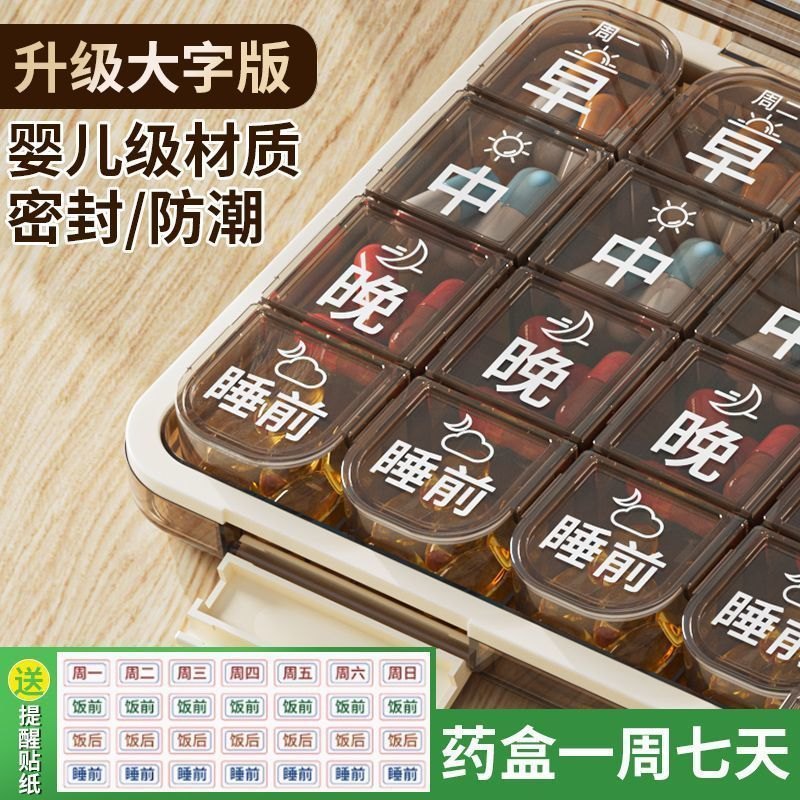 大字分藥盒與一般分格盒差異示意